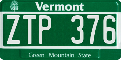 VT license plate ZTP376