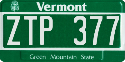 VT license plate ZTP377