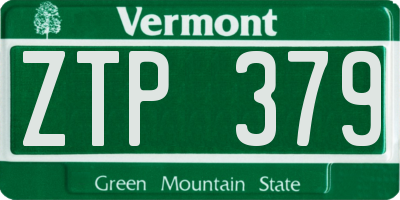 VT license plate ZTP379