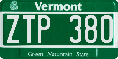 VT license plate ZTP380