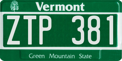 VT license plate ZTP381