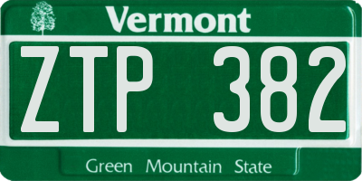 VT license plate ZTP382