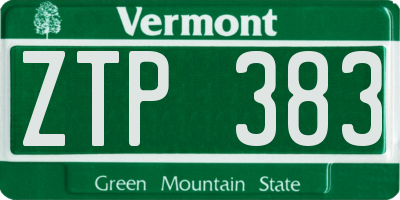 VT license plate ZTP383