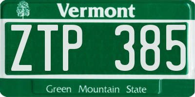 VT license plate ZTP385
