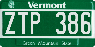 VT license plate ZTP386