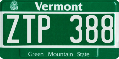 VT license plate ZTP388