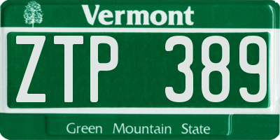 VT license plate ZTP389
