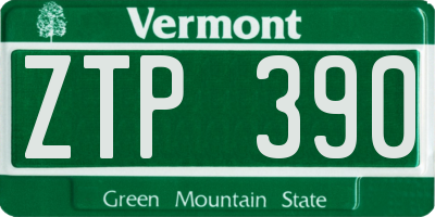 VT license plate ZTP390