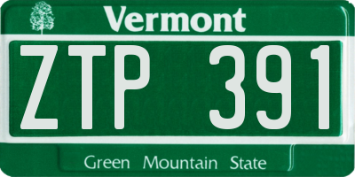 VT license plate ZTP391