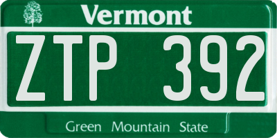 VT license plate ZTP392