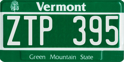 VT license plate ZTP395
