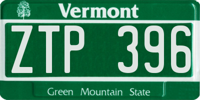 VT license plate ZTP396