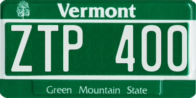 VT license plate ZTP400