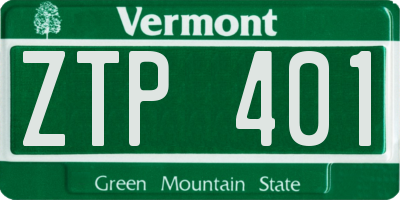 VT license plate ZTP401