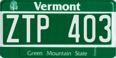 VT license plate ZTP403