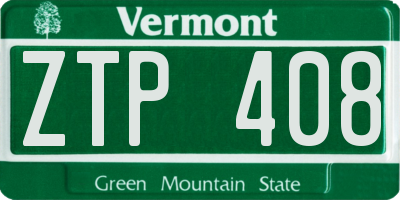 VT license plate ZTP408