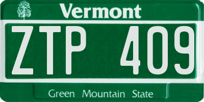 VT license plate ZTP409