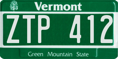 VT license plate ZTP412