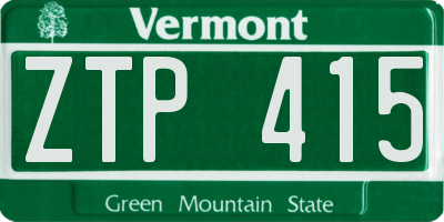 VT license plate ZTP415