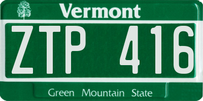 VT license plate ZTP416