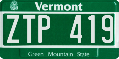 VT license plate ZTP419