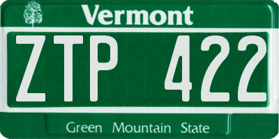 VT license plate ZTP422