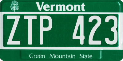 VT license plate ZTP423
