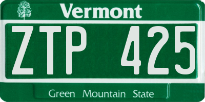 VT license plate ZTP425