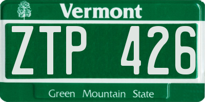 VT license plate ZTP426