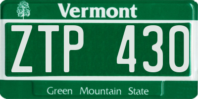 VT license plate ZTP430