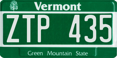 VT license plate ZTP435