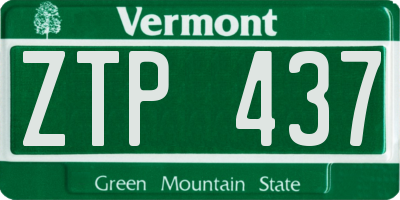 VT license plate ZTP437