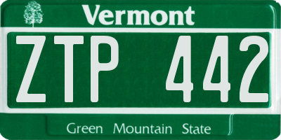 VT license plate ZTP442