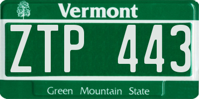 VT license plate ZTP443