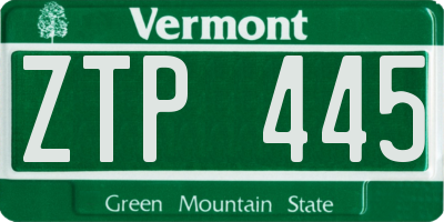 VT license plate ZTP445