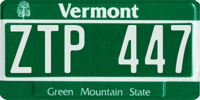VT license plate ZTP447