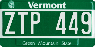 VT license plate ZTP449