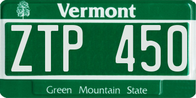 VT license plate ZTP450