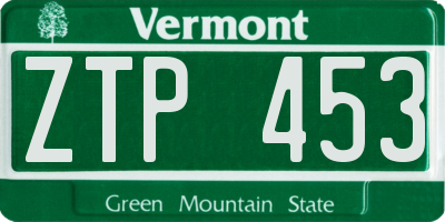 VT license plate ZTP453