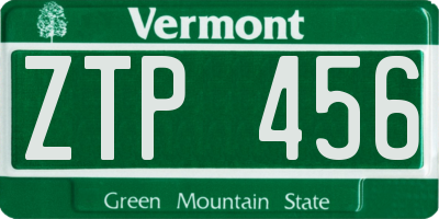 VT license plate ZTP456