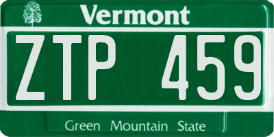 VT license plate ZTP459