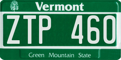 VT license plate ZTP460