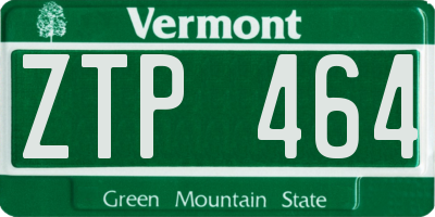 VT license plate ZTP464