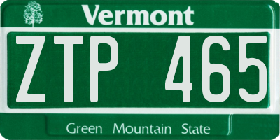 VT license plate ZTP465
