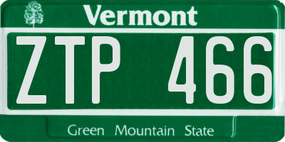 VT license plate ZTP466