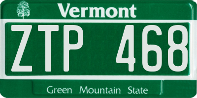 VT license plate ZTP468