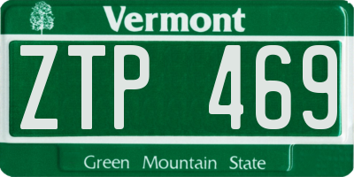 VT license plate ZTP469