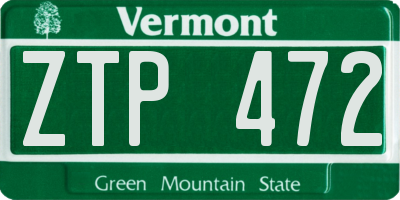 VT license plate ZTP472