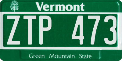 VT license plate ZTP473