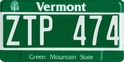 VT license plate ZTP474